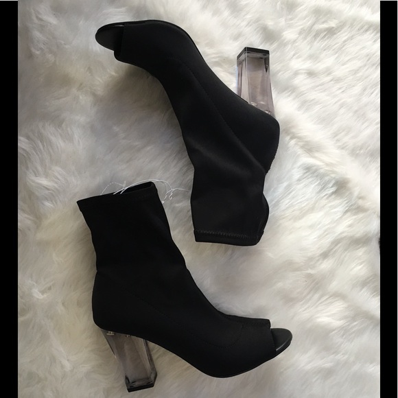 peep toe stretch booties